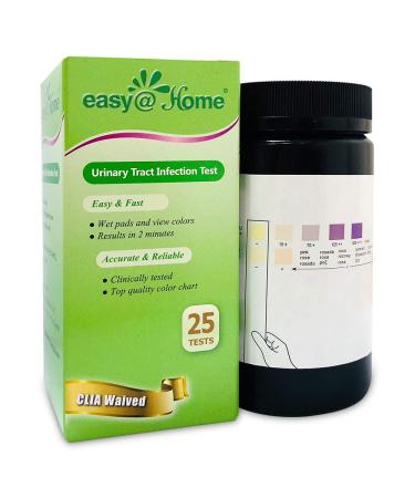 EasyHome 25 Tests/Bottle Urinary Tract FSA Eligible Infection UTI Test Strips, Monitor Bladder Urinary Tract Issues Testing Urine-FDA Cleared for Over The Counter (OTC) USE, Urinalysis (UTI-25P) 25 Count (Pack of 1) - Buy Online on GoSupps.com