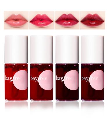 4 Colors Lip Tint Stain Set,Matte Velvet Lip Tint Watery Lip Stain,Lip & Cheek Tint Moisturizing Mini Liquid Lipstick,Plump Lip Gloss Long-lasting Waterproof Korean Lip Tint Non-Sticky Tinta De Labios APPLE+STRAWBERRY+WATERMELON+CHERRY