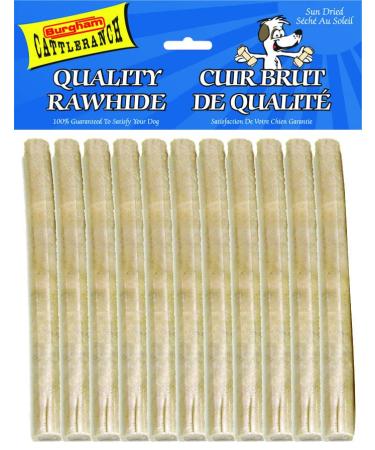 Cattle Ranch Dog Treats Rawhide Stick Chews All Natural Supports Dental Health by Reducing Tartar and Plaque Buildup High in Protein and Low in Fat Stimulates and Entertains by Satisfying Dog s Natural Urge to Chew (10 pk 10"x20mm)