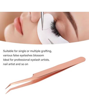 Eyelash Tweezers Ergonomic Rose Gold Stainless Steel False Eyelashes Extension Tweezers Lash Applicator Tool False Lashes Clusters Tweezers Curved DIY Eyelash Applicator Oblique Tweezer - Buy Online on GoSupps.com