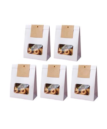 Pack Of 50 Practical Paper Bags Cookie Package Bag With Window Convenient Packaging Bag For Baking Food Parties Supplies White