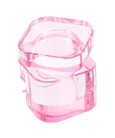 SOESFOUFU Glass Jar Nail Art Brush Cup Pink Crystal Glass Heart-shaped Manicure Tools Acrylic Nails 5.70X5.40X5.40CM Pink