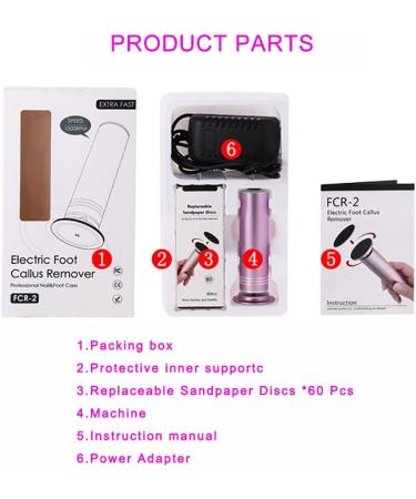 Adjustable Speed Electric Foot Sharpener 1200 RPM Dead Skin Remover with 60 Sandpaper Discs - Buy Online on GoSupps.com