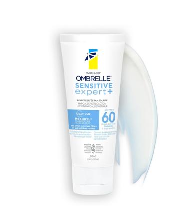 Garnier Ombrelle Sensitive Expert+ Sunscreen Body Lotion SPF 60 Dermatologist Tested For Sensitive Skin Hypoallergenic Non-Greasy Fragrance-Free High Broad-Spectrum UVA/UVB Protection 90ml 90 ml (Pack of 1) For Body SPF 60