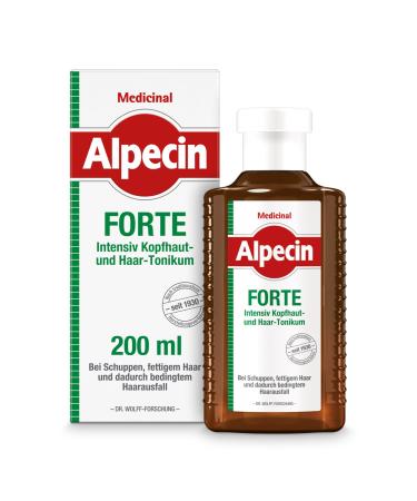 Alpecin Medicinal FORTE tonic - 2 x 200 ml - Effective against dandruff and hair loss relieves scalp itching soothes irritations ideal for oily hair with salicylic acid and menthol