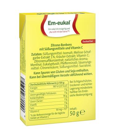 Buy Em-eukal Sugar-Free Lemon Cough Drops with Vitamin C - 10x50g | International Shipping Available - Buy Online on GoSupps.com