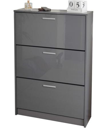 Berlioz Creations Klace 3-Story Shoe Cabinet - Gray High Gloss 18 Pairs 100% French Made | 75x25x113 cm - Buy Online on GoSupps.com