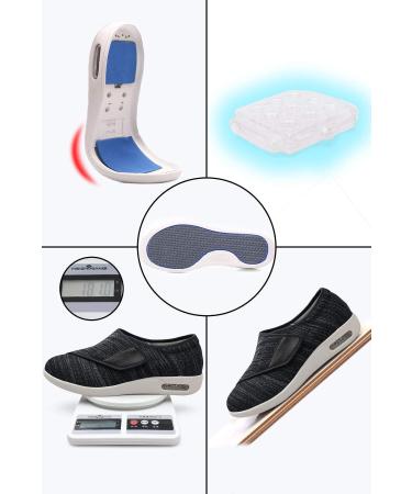 Grigobu Women's Diabetic Casual Walking Shoes - Wide Adjustable Velcro, Lightweight & Non-Slip - Black/Grey (Size 9.5-10) - Buy Online on GoSupps.com