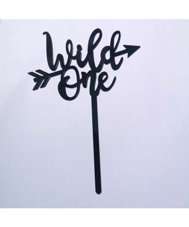Wild One Cake Topper Acrylic Happy Birthday Toppers Party Decorations (BLACK) - Buy Online on GoSupps.com
