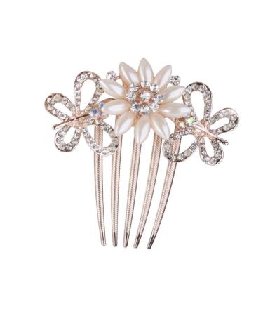 Wedding Hair Comb Flower Bridal Hair Comb Bride Hair Comb Hair Comb for Bridal Wedding Hair Accessories for Women Rhinestone Faux Pearl Hair Slide Comb Artificial Miss Crystal