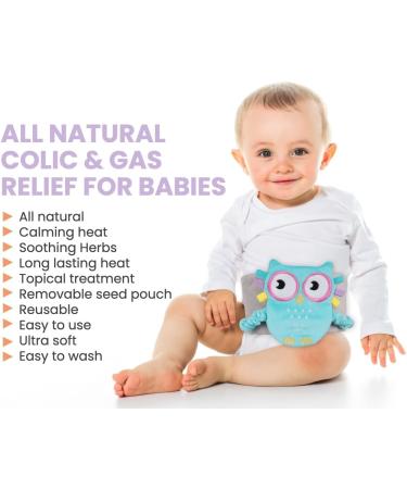 Colic Calm Baby Heating Pad Belly Band for Newborns - Relieve Gas and Reflux with Superse Warm Aroma Stomach Band - Blue Owl Design - Buy Online on GoSupps.com