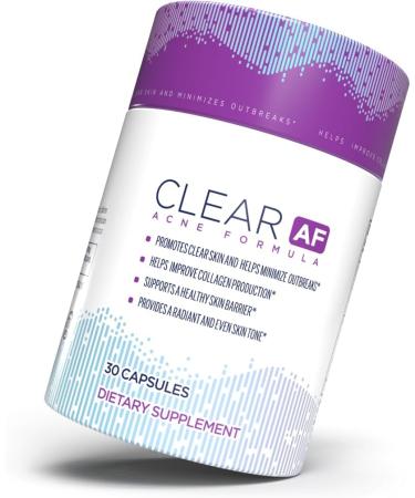 Clear AF Clear Skin Supplement | Skin Barrier Hydration & Clear Complexion Support with Vegan Ceramides Zinc Vitamin D3 B6 Riboflavin & Thiamine | Vegan Capsules | 30-Day Supply - Buy Online on GoSupps.com
