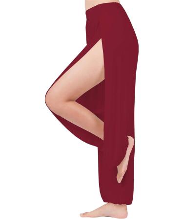 Lofbaz High Slit Yoga Harem Pants XL Dark Red - Women's Dance & Maternity Trousers - Buy Online on GoSupps.com