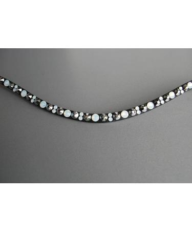 Happiness Horses Headband - Silver & White Glitter Rhinestone Curved Strap | COB Dark Brown Leather - Buy Online on GoSupps.com