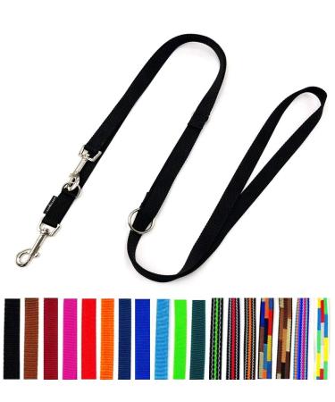 Dog leash double leash adjustable 2m / 2.40m / 2.80m / 3.50m / 5m large dogs 20mm/25mm (Black 20mm 2.00m) Black 20mm 2.00m