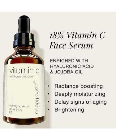 Poppy Austin Vitamin C Face Serum with Hyaluronic Acid - Brightening & Hydrating Anti-Aging Formula (1 Oz - Buy Online on GoSupps.com