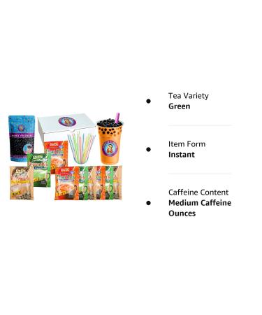 Instant Boba Tea Kit 9 Drink Packets  Straws & Boba Thai  Milk & Green Tea Latte Kit Gift Box by Buddha Bubbles Boba / DeDe - Buy Online on GoSupps.com