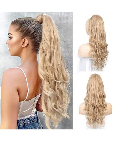Pferdeschwanz hair part clip extension with cord strain long hair extension extension wig natural blond afro curly ponytail for braid 24/613 /a.63cm vd063j 60.96 cm (1 Pack) blonde