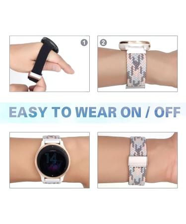 Abanen for Garmin Venu Sq / Venu 2 Plus / Vivoactive 3 Braided Loop Watch Bands  20mm Elastic Soft Stretchy Nylon Wristband Strap with Adjustable Clasp for Garmin Vivomove 3 Approach S40 Grey Pink - Buy Online on GoSupps.com