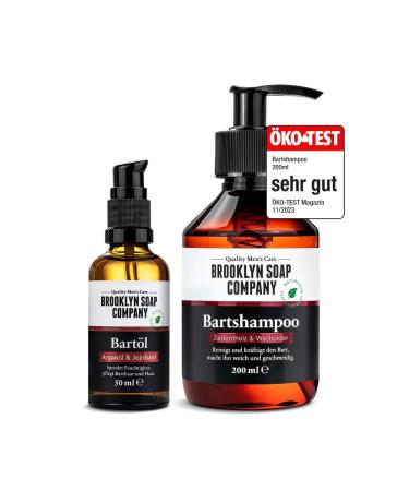 Beard care set for men Brooklyn Soap Company Beard Essentials Bundle with beard oil 50 ml & beard shampoo 200 ml Daily care & cleaning for every beard Gift set Beard oil & beard shampoo bundle
