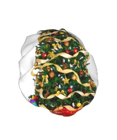 Garland Pine Tree Printed Waterproof Shower Cap for Women - Fits All Head Sizes and Hair Textures | Bath Cap - Buy Online on GoSupps.com