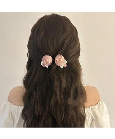 Limtula Cute Flat Clips Hairpin -Style Balletcore Headdress Bunches Accessories Rose Pearls Cute Headdress Pink - Buy Online on GoSupps.com