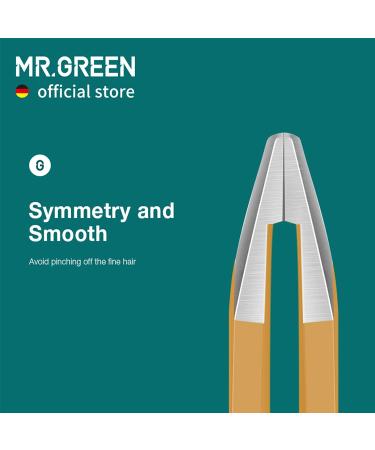 MR.GREEN Curve Handle Eyebrows Tweezers - Professional Stainless Steel Beauty Clip for Fine Hair Removal in Light Yellow - Buy Online on GoSupps.com