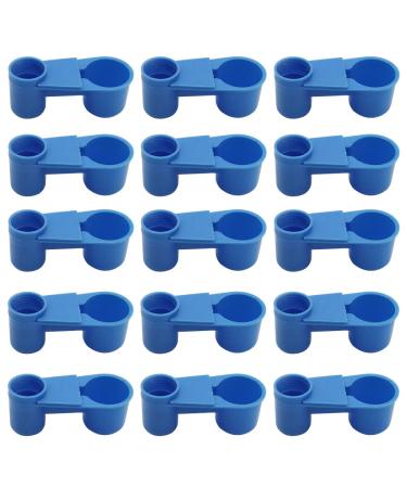 15PCs automatic bird drinker feeder plastic soda pop water bottle cup for pigeons parrot chicken feeder poultry cage cup supplies (blue)