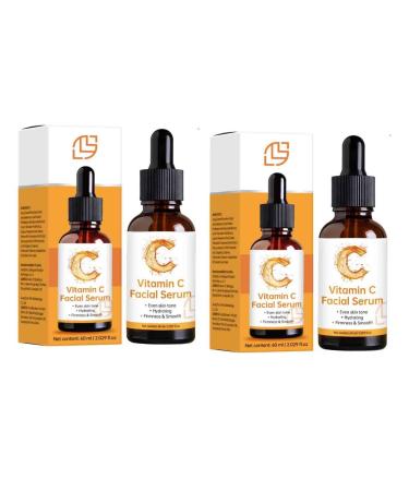 2PCS Vitamin C Facial Serum Lifting and Firming Whitening and Anti-Aging Fade Spots and Reduce Wrinkles