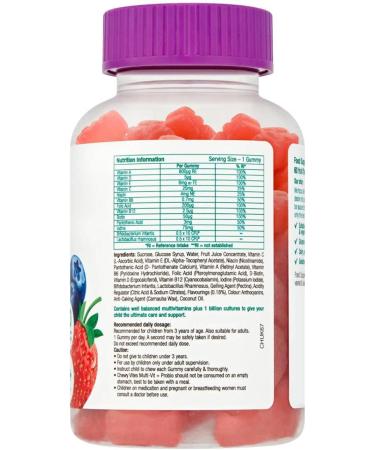 Chewy Vites Kids Multi-Vit & Probio Gummy Vitamins | 11 Essential Nutrients | 1 Billion Cultures | Vegan | 3 Year+ | 60 Count - Buy Online on GoSupps.com