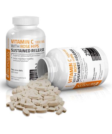 Bronson Vitamin C 1000mg with Rose Hips | Sustained Release 250 Tablets - Buy Online on GoSupps.com