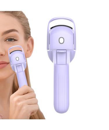 Heated Eyelash Curler - Portable Electric Lash Curling Tool - Eye Makeup Tool with Rapid Heat-up and Temperature Control Quick Natural Eye Lashes Curling Tool for Women Purple