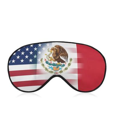 U.S. Mexico Flag Printed Eye Mask Soft Blindfold Eyeshade Cover with Adjustable Strap for Travel Sleeping
