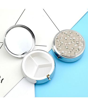 Travel Pill Box - 3 Compartment Portable Pill Organizer with Black Lines - Small Round Medicine Case for Purse & Pocket - Buy Online on GoSupps.com