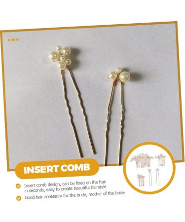 Beatifufu 1 Set Bride Wedding Hairpin Wedding Headdress Pearl Hairpin Pearl Hair Comb Bride Hair Fork Pearl Hair Side Comb Bride Hair Side Comb Pearl Bun Hairpin Pearl Hair Fork - Buy Online on GoSupps.com