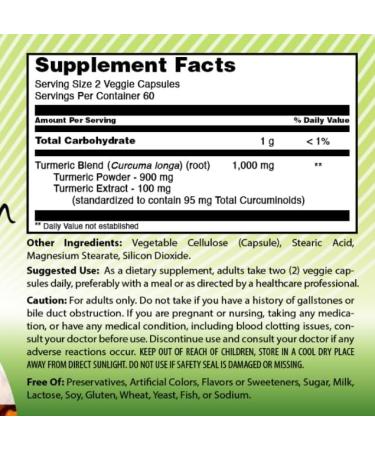 Amazing India Turmeric Curcumin 1000 Mg per Serving | 120 Veggie Capsules Supplement | Blend of Turmeric Powder & Turmeric Extract | Non-GMO | Gluten Free | Made in USA - Buy Online on GoSupps.com