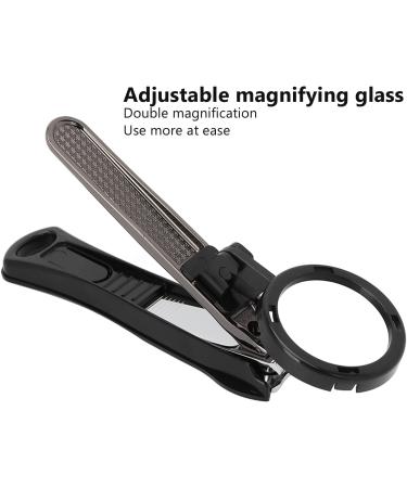 Nail Clippers with Magnifying Glass Large Nail Clippers Magnifier Loupe Set Nail Clipper Heavy Duty Portable Nail Cutter with Removable Magnifying Glass for Seniors(black) - Buy Online on GoSupps.com