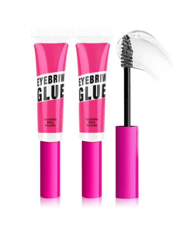 CAHIUYOA 2PCS Brow Gel Kit Tinted Eyebrow Gel Thickening Brow Mascara Clear Setting Brow Glue Kit Quickly Shape Natural Eyebrows - 09 Transparent Brow Glue