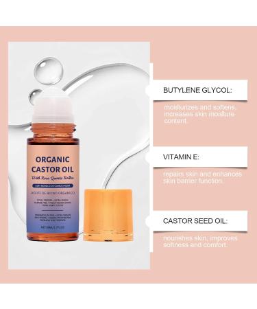 Huile de ricin bio avec roll-on en quartz rose Roll-on l'huile de ricin dor e hydrate la peau en profondeur soulage la s cheresse et illumine le teint 50 ml - Buy Online on GoSupps.com