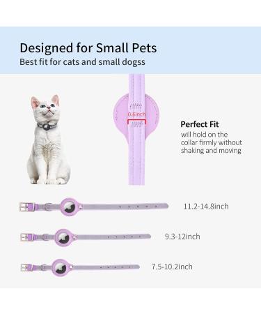 Kocnydey Leather Reflective AirTag Cat Collar - Adjustable Anti-Wing Collar with Bell for Cats & Small Dogs (Purple M: 28-37cm) - Buy Online on GoSupps.com