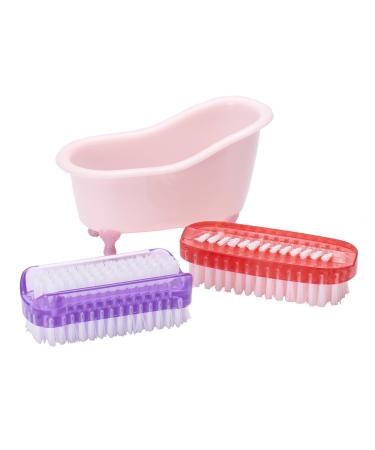 Nail Brush fingernail Brushes for Cleaning Hand Brushes for Nails fingernail Scrubber Hand Washing Brush Small Plastic Bathtub for Soap Pink