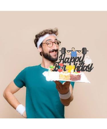 Weightlifting Cake Topper Gym Happy Birthday Cake Decorations Glitter Weight Lifting Themed Cake Toppers Fitness Barbell Kettlebell Party Decor Supplies for Men Women Boy Girl and Fitness Lovers - Buy Online on GoSupps.com