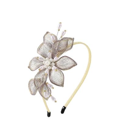 IYOU Women Copper Wire Headband Gold Flower Bridal Hair Bands Crystal Birthday Prom Wedding Hair Accessories for Brides and Bridesmaids