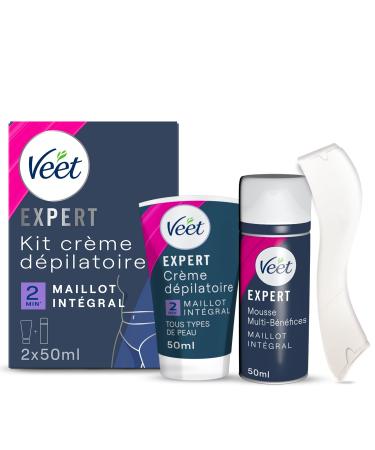 VEET Expert Depilatory Cream for Tenacious Hair Full Jersey with Exfoliating Foam Works in 2 Minutes 2 x 50 ml