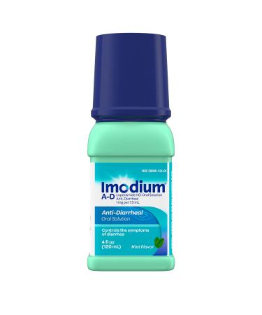 Imodium A-D Liquid Anti-Diarrheal Medicine with Loperamide Hydrochloride to Help Control Symptoms of Diarrhea Due to Acute, Active & Traveler's Diarrhea, Mint Flavor, 4 fl. oz