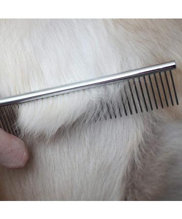 Premium 7.5 Inch Pet Steel Comb - Stainless Steel Teeth & Rounded Ends for Cat & Dog Knot Removal | Ideal Grooming Tool for Poodles & Deshedding - Buy Online on GoSupps.com