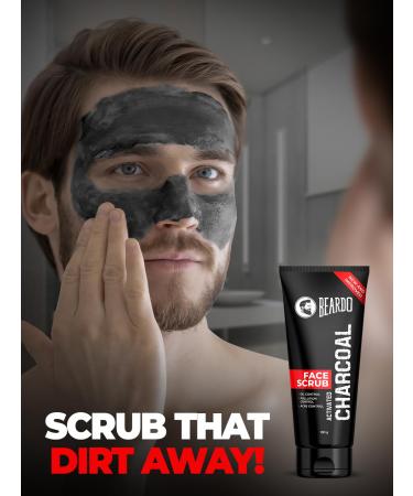 Beardo Activated Charcoal Face Scrub - Deep Pore Cleaning for Men | Anti-Pollution Acne Prone Skin | 100 gm - Buy Online on GoSupps.com