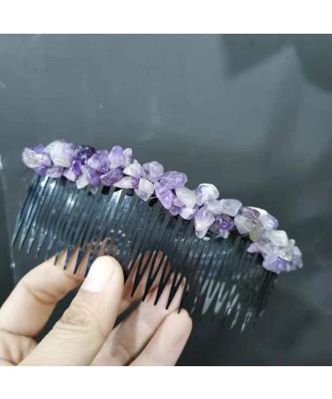 Polished Natural Mineral Crystal Gravel Headwear for Girl (Color : Amethyst)
