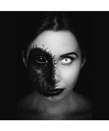 Buy White Out Zombie Contact Lenses | Top Quality Colored Lenses for Halloween & Carnival | -4.50 Diopters | Free Lens Tank Included - Buy Online on GoSupps.com