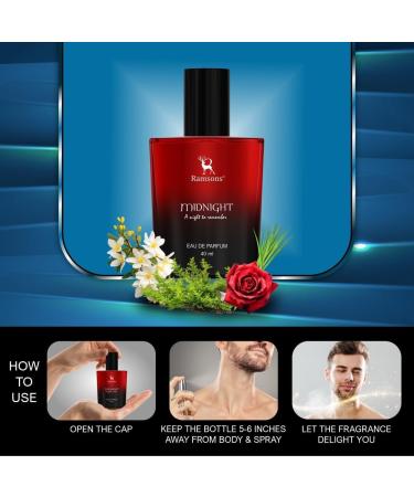 Ra.ms.ons - Midnight Eau De Parfum | 40 ML | Perfume for Men | TN - Lavender Mint Green Camphor Lemongrass | MN - Cumin Aniseed Rose Jasmine | BN - Oakmoss Patchouli Musk Amber - Buy Online on GoSupps.com